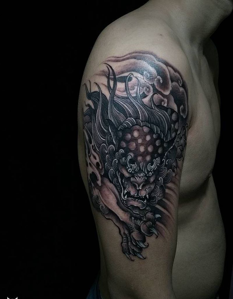 唐狮子纹身图片