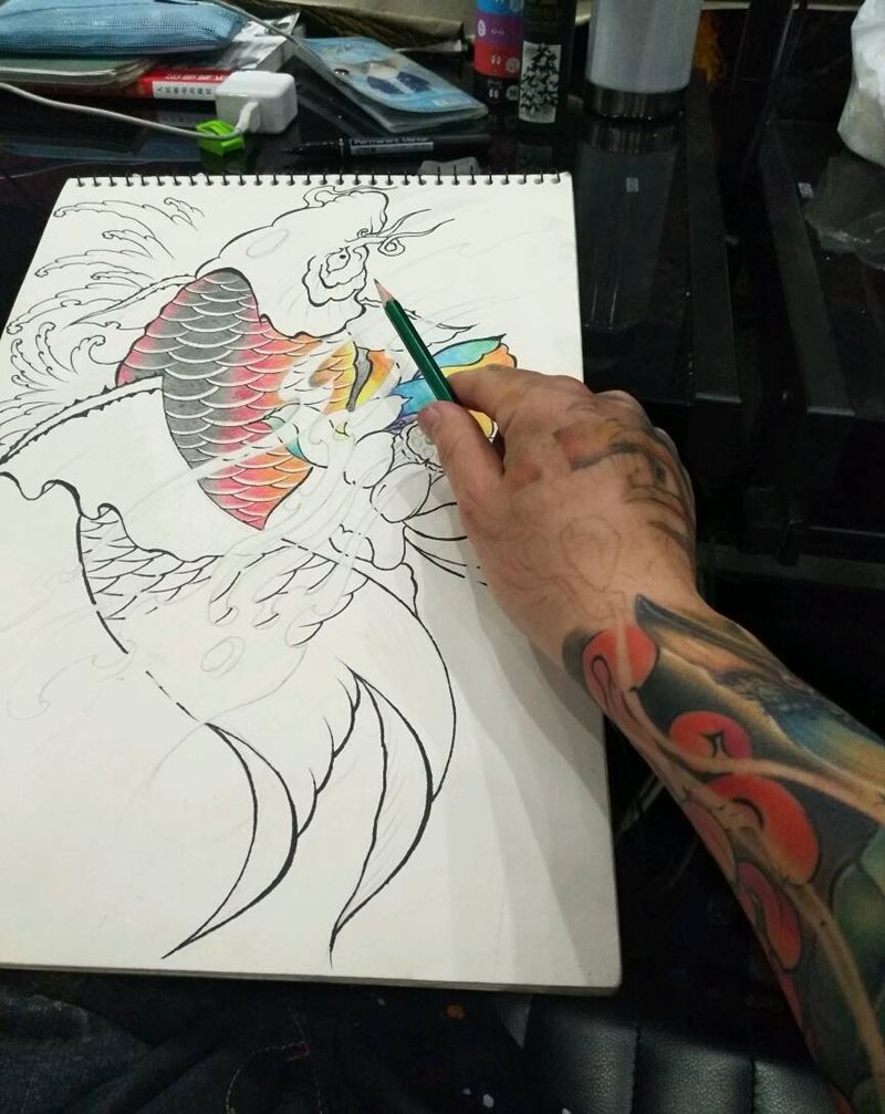 原创鲤鱼纹身图片