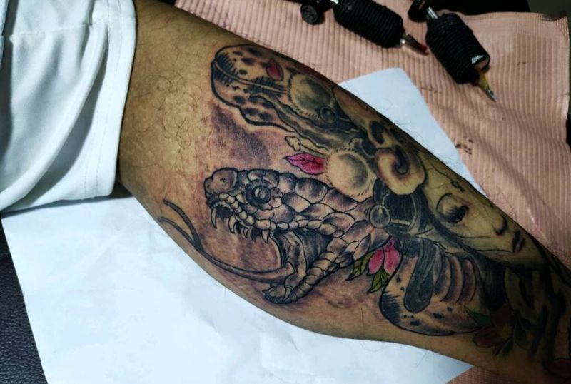 小腿原图添加纹身图片