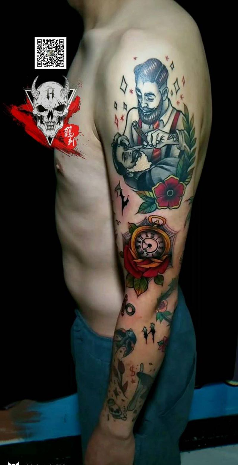 欧美拼凑风纹身图片