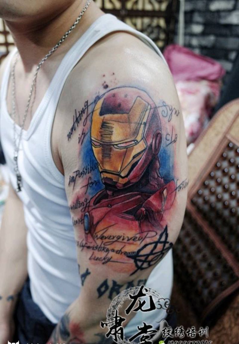 钢铁侠纹身图片_手臂纹身图案