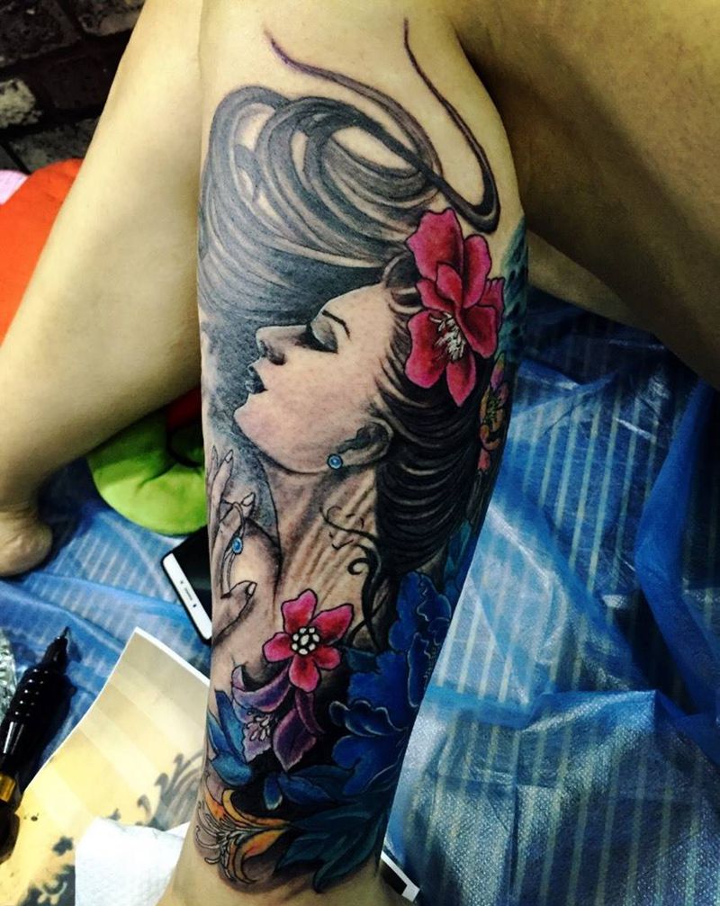 小腿刺青纹身图片