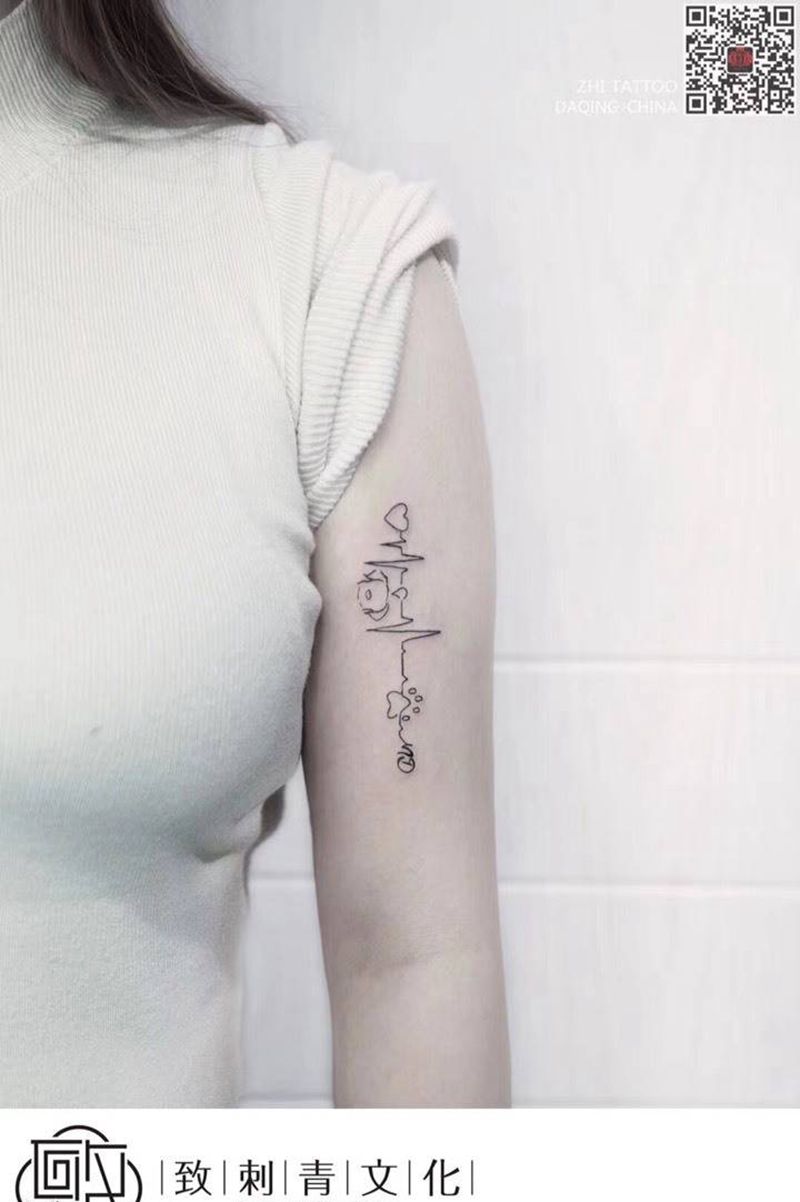 心电图与金毛纹身图片