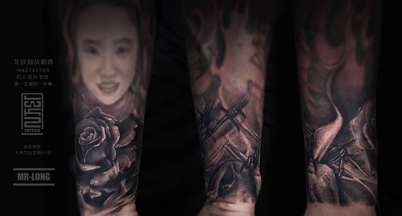 龙纹刻战刺青文化纹身图片