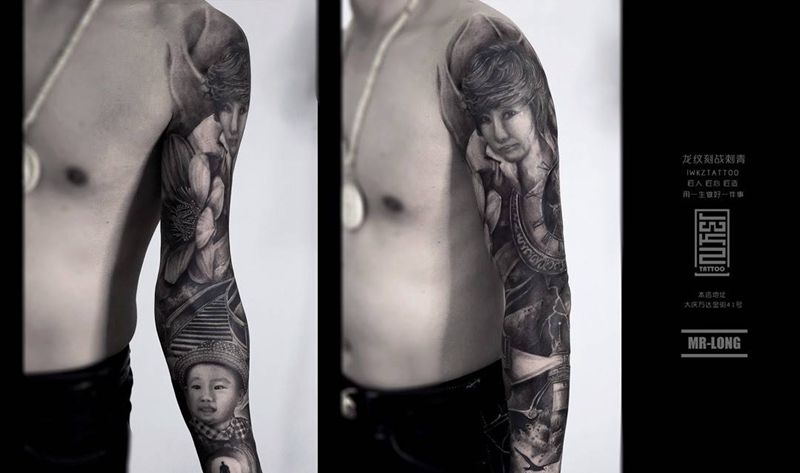 龙纹刻战刺青纹身图片