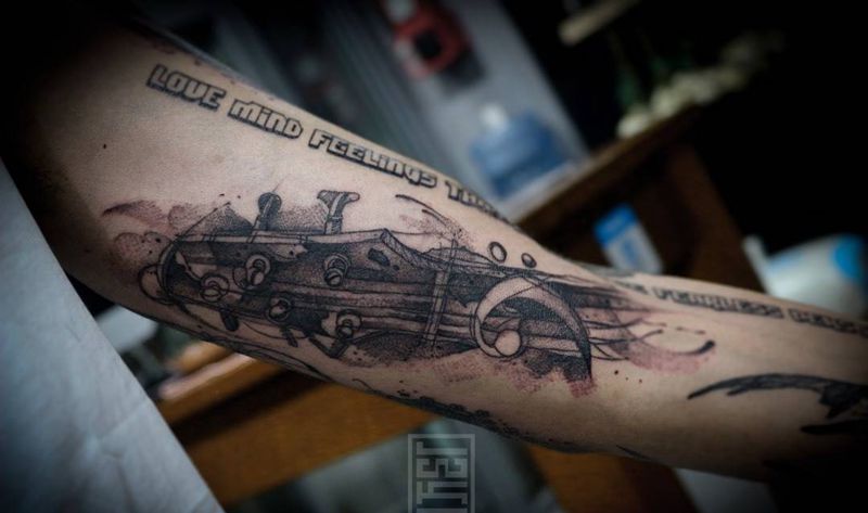 大吉他纹身图片