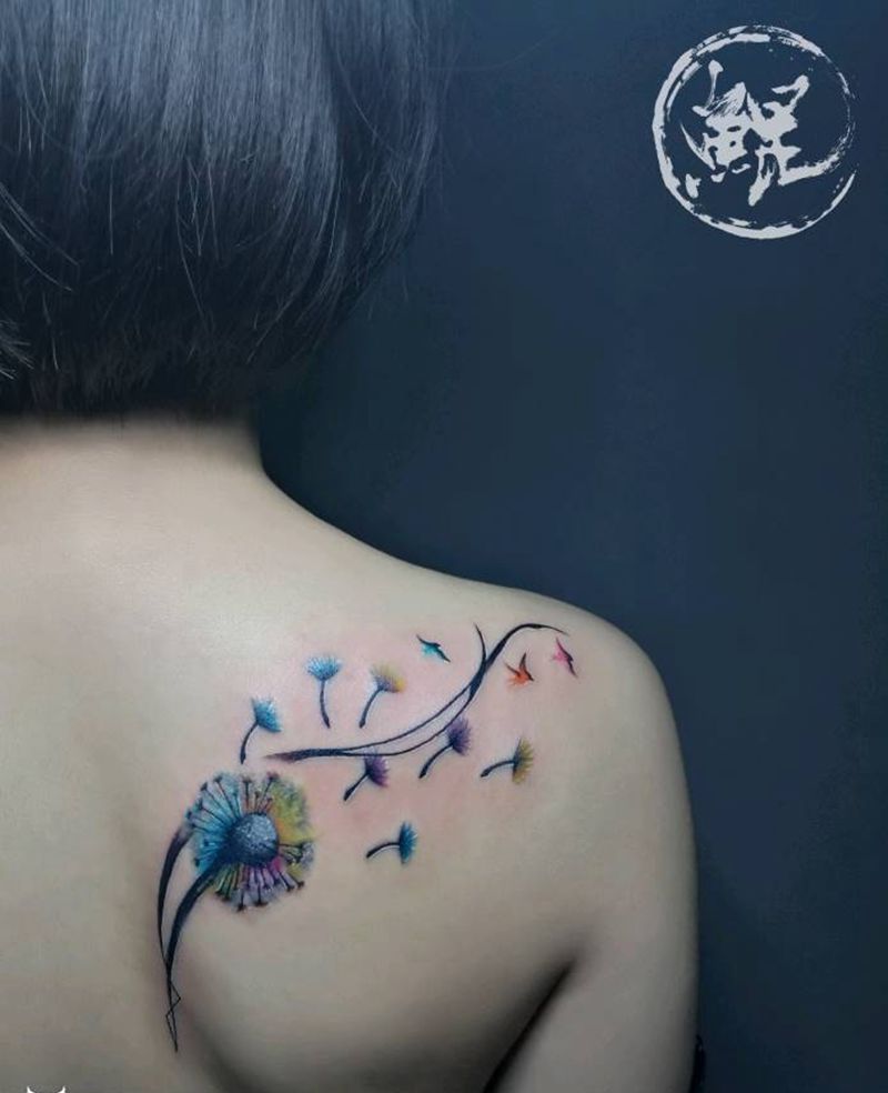 肩胛骨{失败纹身修改}纹身图片_肩部清新动物植物图腾原创成品纹身图案