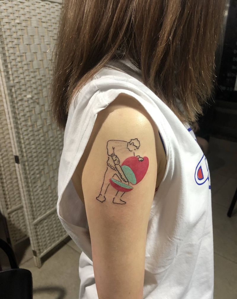 大臂纹身图片_手臂水彩纹身图案