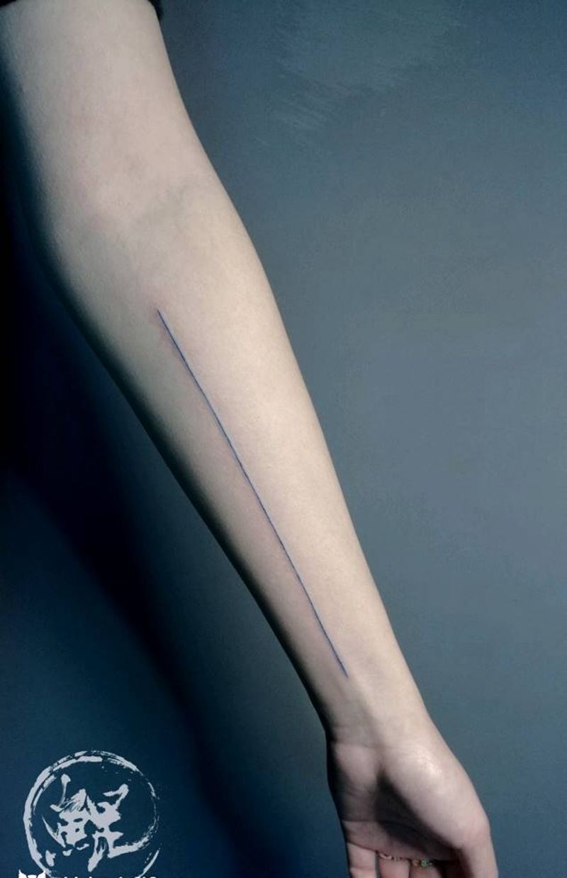 小臂纹身图片_手臂清新几何图腾原创成品纹身图案