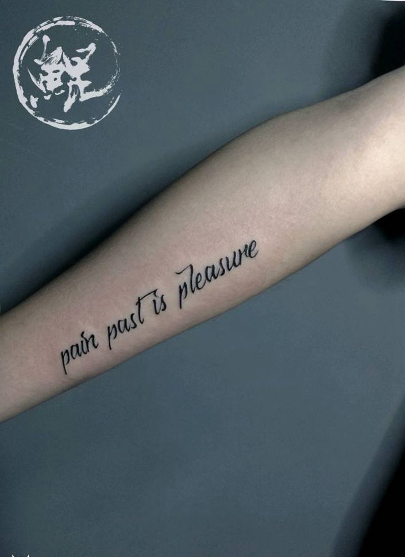 小臂纹身图片_手臂清新几何字符植物原创成品纹身图案