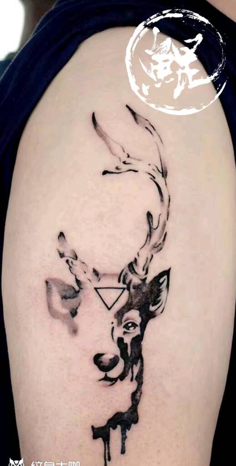 大臂纹身图片_手臂清新动物原创成品纹身图案