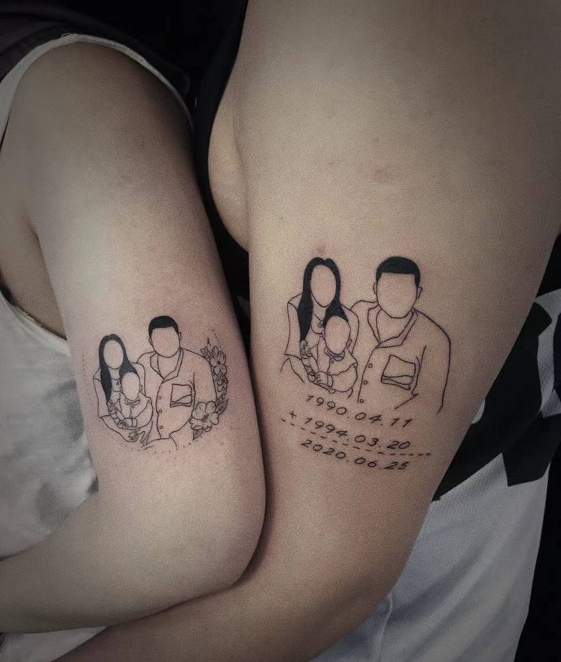 家庭纹身图片_手臂几何图腾纹身图案