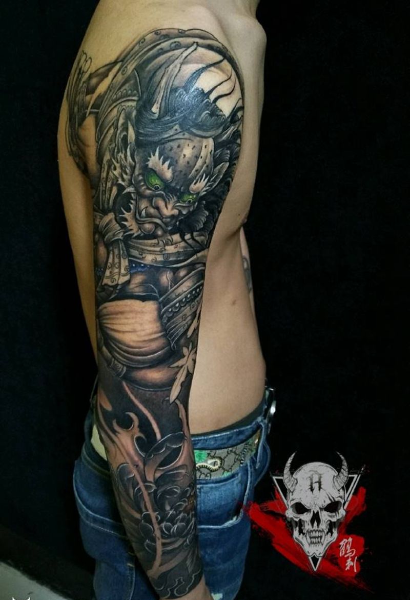 风神花臂纹身图片_手臂纹身图案