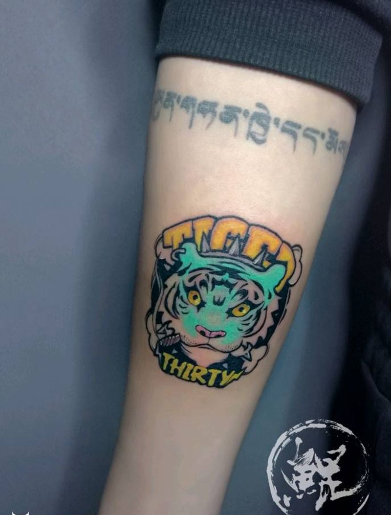 小臂纹身图片_手臂清新几何字符动物原创成品纹身图案