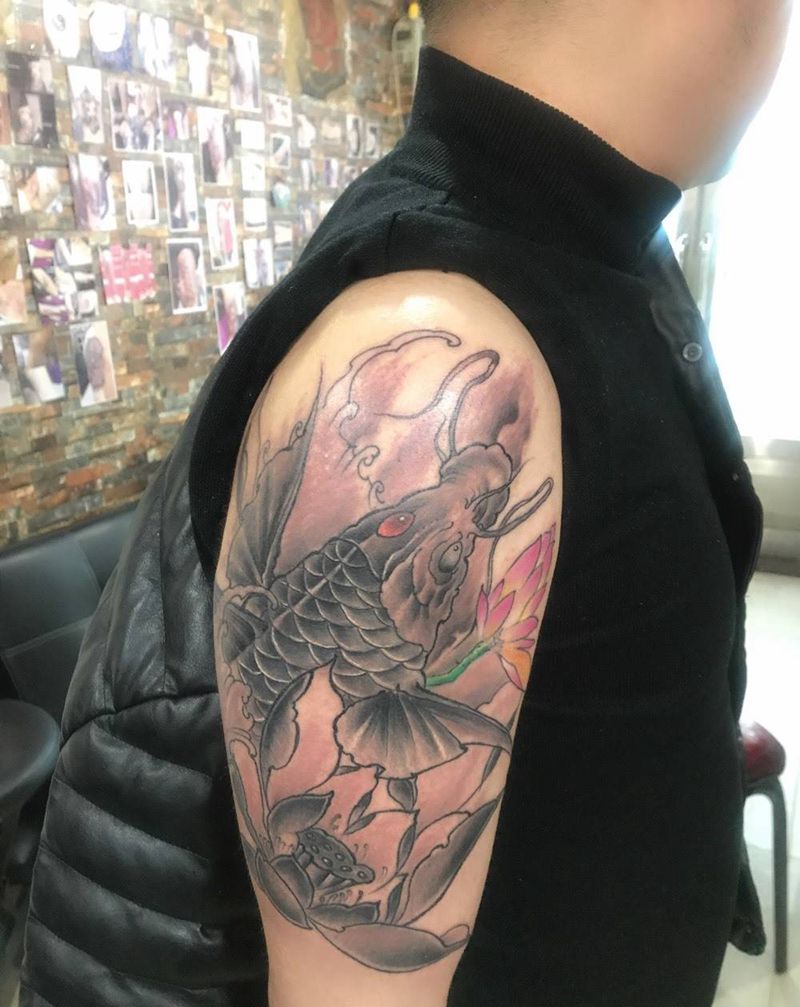 鲤鱼一条纹身图片