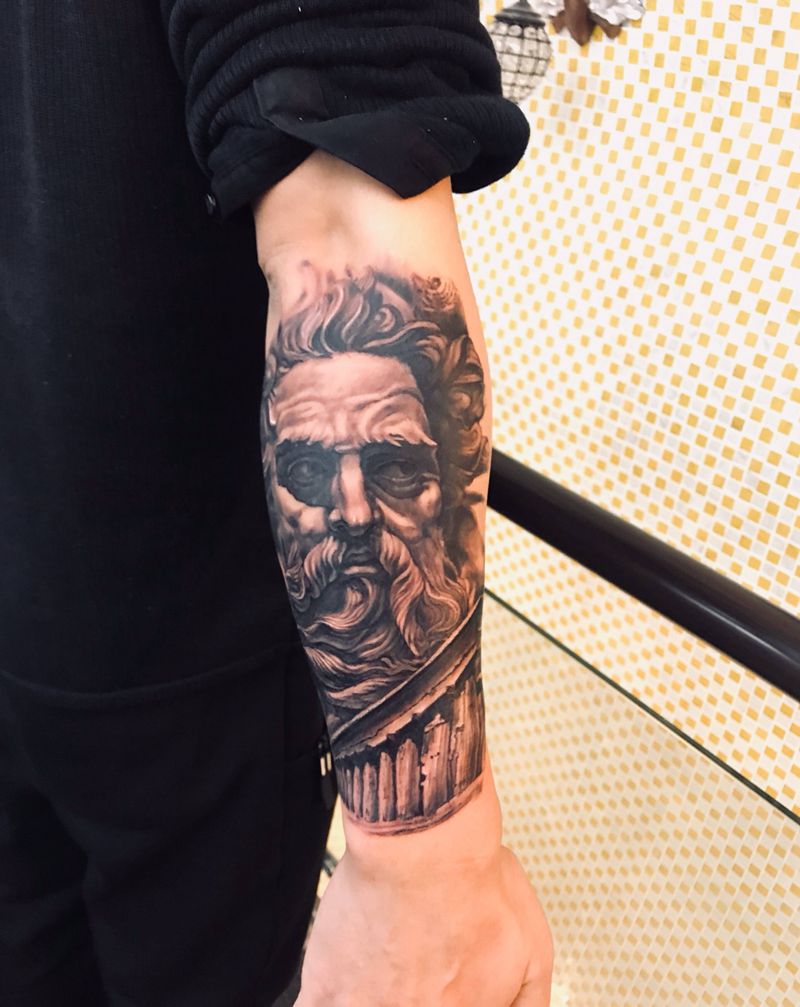 波塞冬正脸纹身图片