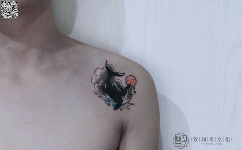 肩部纹身图片_肩部清新几何字符动物植物图腾原创成品纹身图案