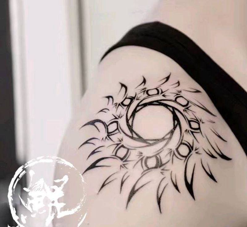 肩部纹身图片_肩部清新字符图腾原创成品纹身图案