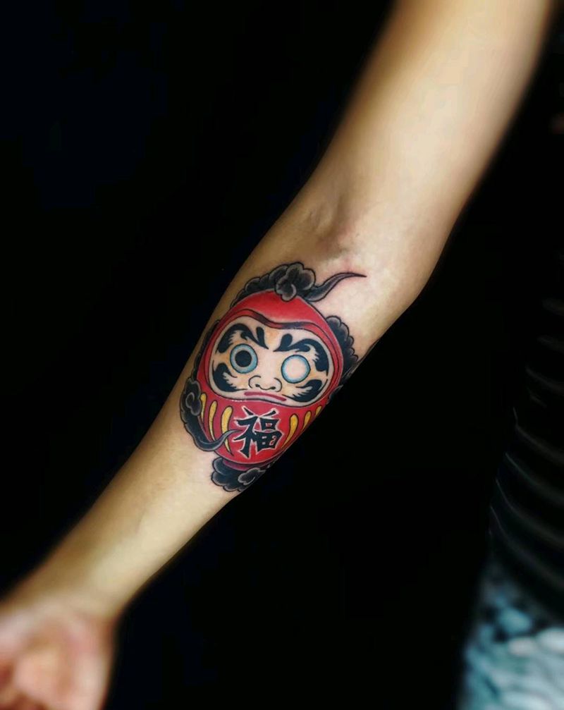 达摩蛋纹身图片_手臂腿部新传统老传统达摩传统纹身图案