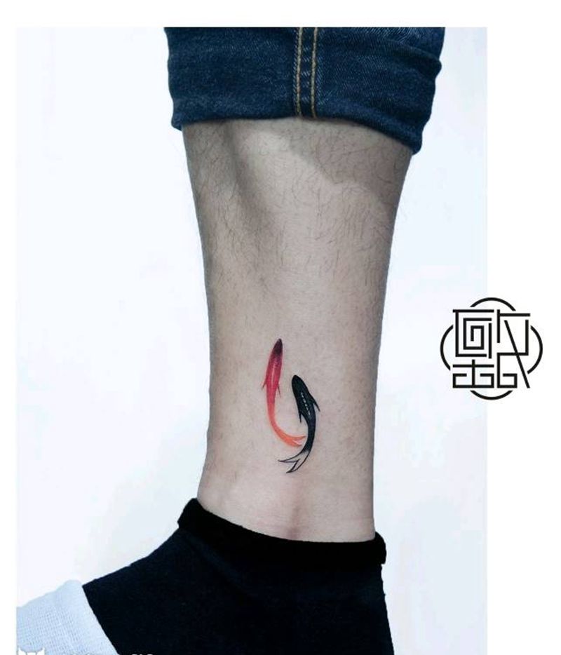 脚踝纹身图片_腿部脚部清新动物图腾原创成品纹身图案