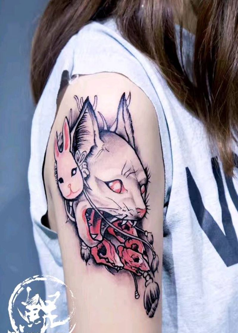 大臂纹身图片_手臂传统清新动物静物鬼神原创成品纹身图案