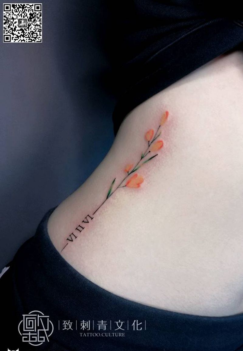腰部纹身图片_腰部清新几何字符植物静物图腾原创成品纹身图案