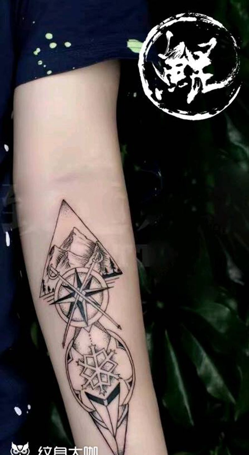 小臂纹身图片_手臂清新字符图腾原创成品纹身图案