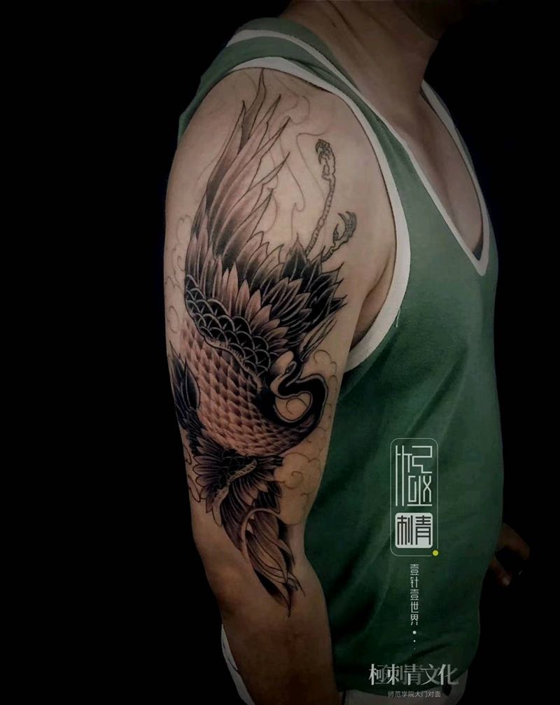 仙鹤（未完成）纹身图片_手臂老传统新传统纹身图案