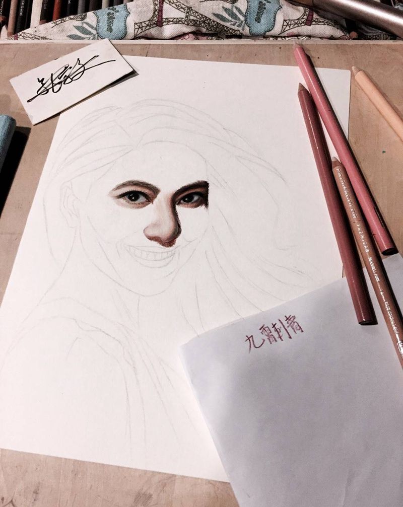 高圆圆肖像纹身图片_手稿肖像原创纹身图案