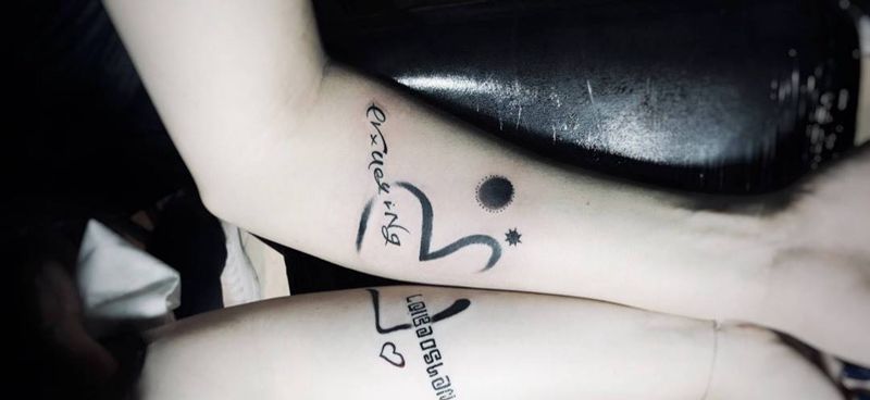 情侣纹身纹身图片_原创情侣清新手臂成品纹身图案