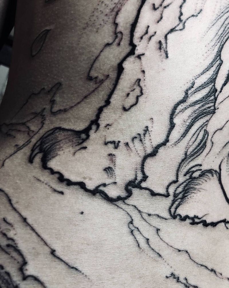 全程割线3小时纹身图片_动物鬼神传统国画习俗背部纹身图案