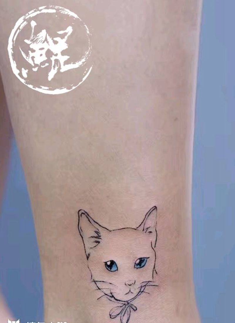 小腿纹身图片_腿部清新动物原创成品纹身图案