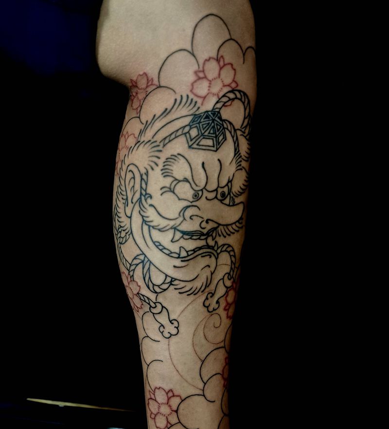 老传统包小腿纹身图片_腿部老传统新传统纹身图案