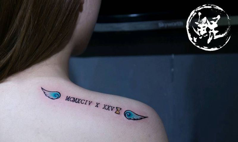 肩部纹身图片_肩部清新字符图腾原创成品纹身图案