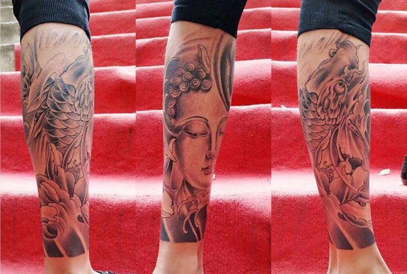 小腿纹身图片
