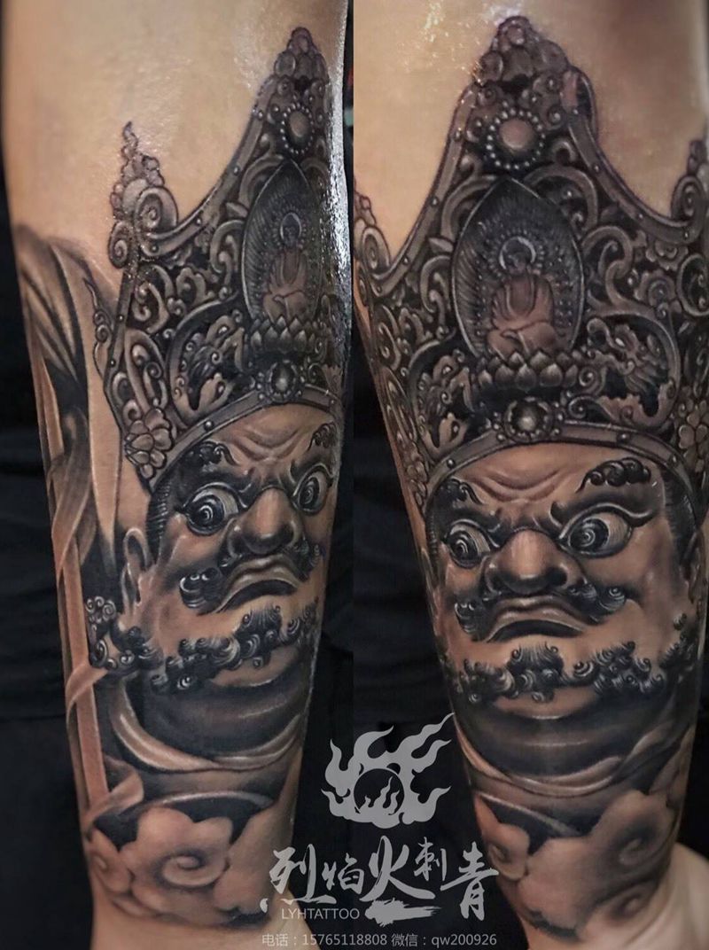 增长天王魔礼青纹身图片