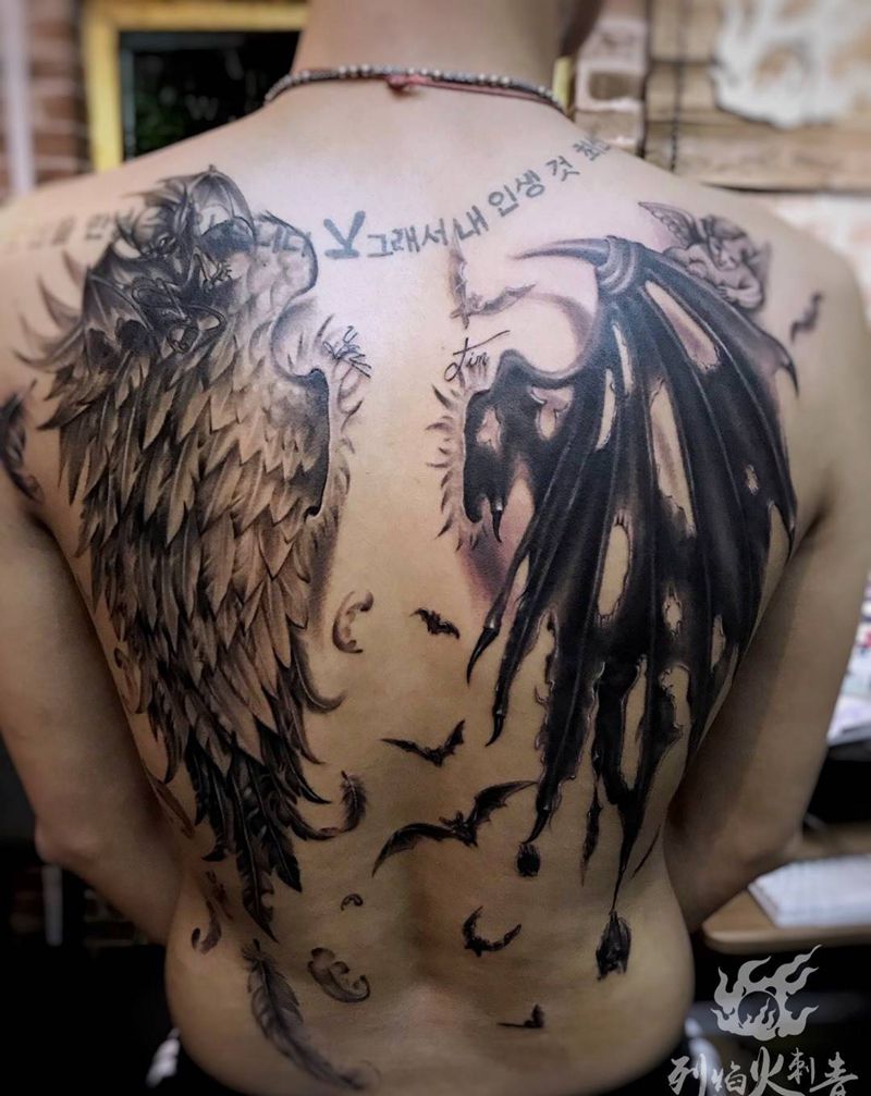 天使与恶魔纹身图片