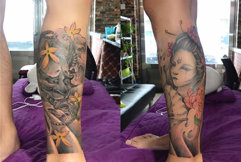 俩图包小腿纹身图片