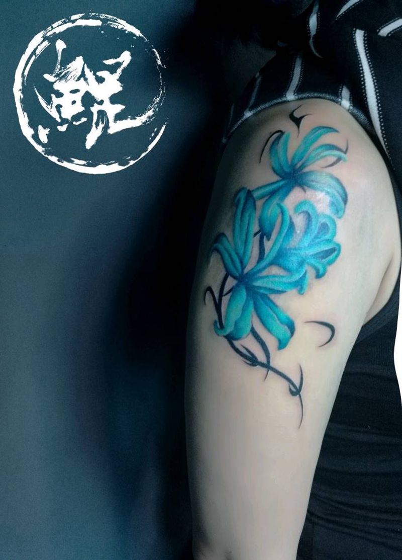 大臂纹身图片_手臂清新写实植物静物原创成品纹身图案