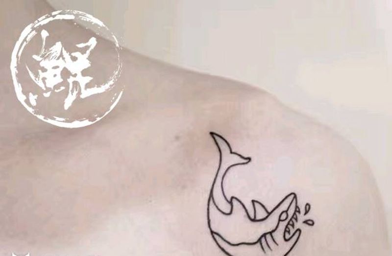 肩部纹身图片_肩部清新字符动物图腾原创成品纹身图案