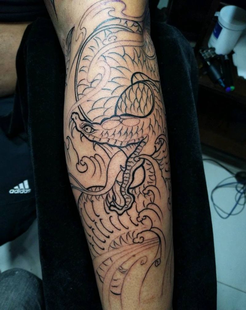 初步线条纹身图片_手臂纹身图案