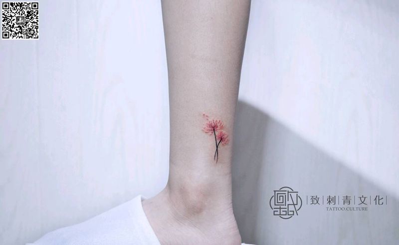 脚踝纹身图片_脚部清新植物静物原创成品纹身图案