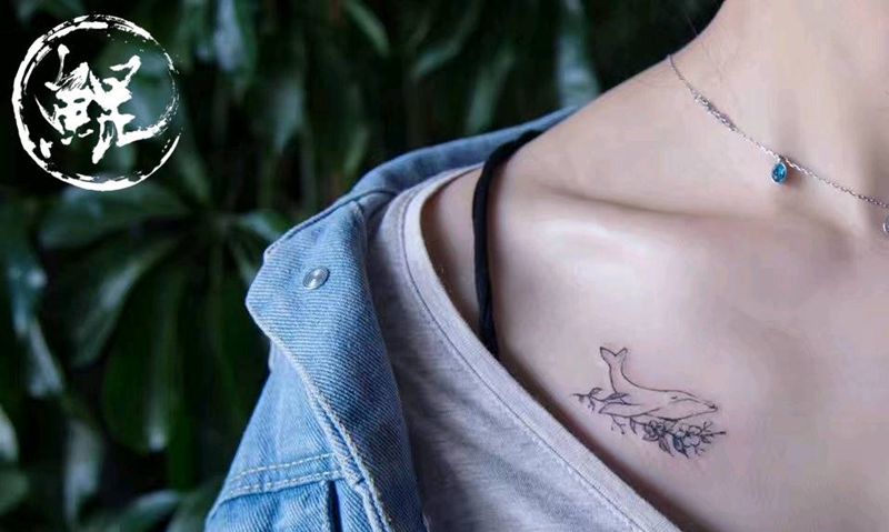 锁骨纹身图片_胸部清新字符动物图腾原创成品纹身图案