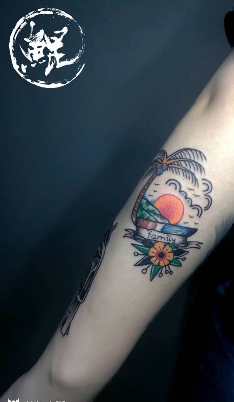 小臂纹身图片_手臂传统植物静物原创成品纹身图案