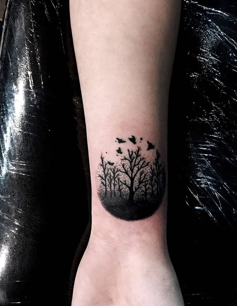 小清新（遮盖）纹身图片_成品手稿插画手臂清新植物图腾字符纹身图案