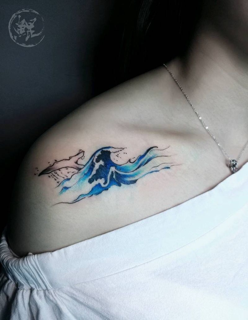 肩部纹身图片_肩部清新字符动物图腾原创成品纹身图案