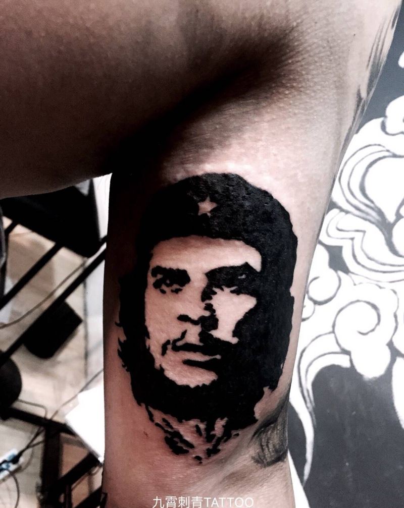 切格瓦拉纹身图片_成品手臂欧美肖像习俗传统人物宗教纹身图案