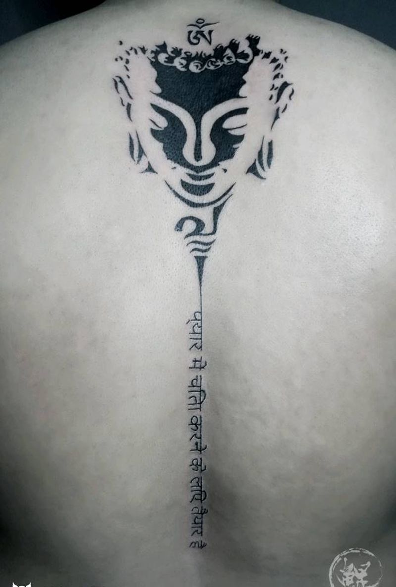 背部纹身图片_背部几何字符人物图腾宗教原创成品纹身图案