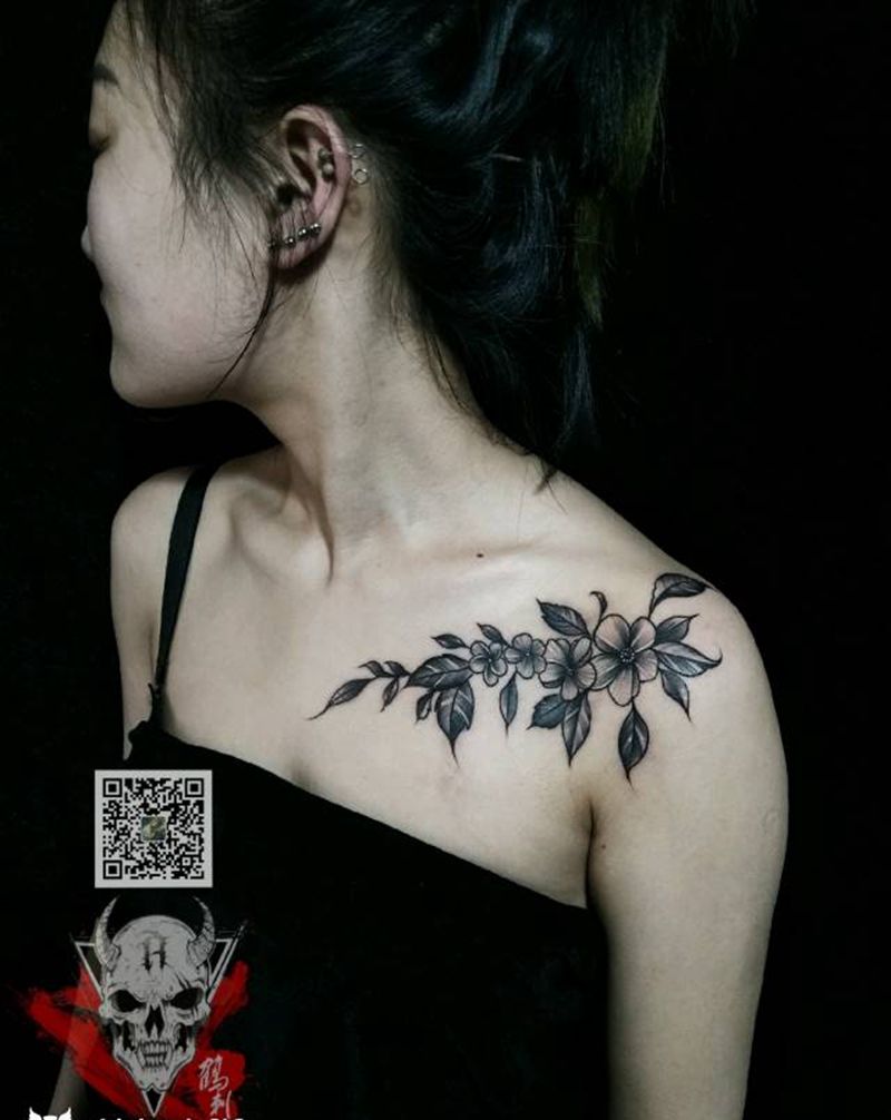 素花纹身图片_点刺纹身图案