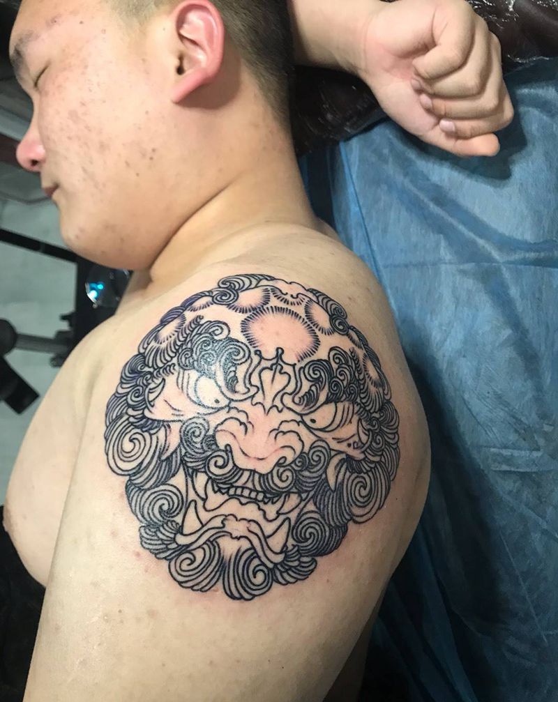 唐狮子纹身图片